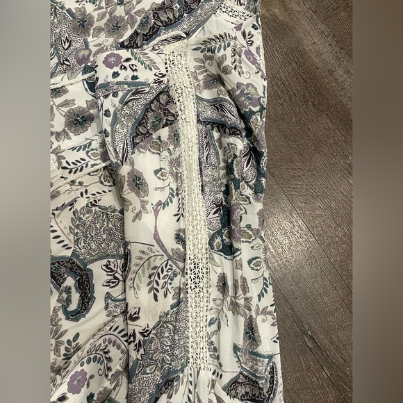 Free People White with Purple Floral Paisley Boho Dress With Tassles Size M EUC - Picture 7 of 10